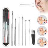 7pcs Earwax Removal Set Ear Pick Wax Cleaner Earpick Curette Remover Stainless Steel