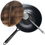 Carbon Steel Wok for Electric Induction and Gas Stoves Lid Spatula 12.5 Inches