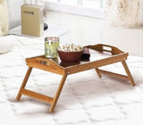 2x BAMBOO FOLDING LAP TRAY Tea Coffee Table Wooden Breakfast in Bed 53x33x23cm