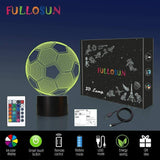 1x 3D Acrylic LED Football Soccer Night Light 16 Colors Lighting Table Bedside Lamp