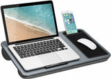 Home Office Laptop Lap Desk with Mouse Pad and Phone Holder Silver Carbon