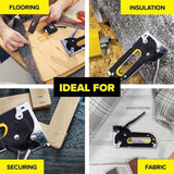Heavy Duty Staple Gun Stapler Free 500 Staples Fastener Tool Kit Tacker