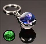 1x Keychain Constellation Keyring Luminous Glass Ball Pendant - Aries