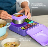 OmieBox Hot & Cold Bento Lunch Box Kids Food Storage Container - Purple Plum