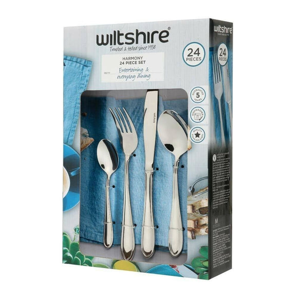 Wiltshire 24 Piece Harmony Cutlery Gift Boxed Set Fork Knife Spoon Silverware