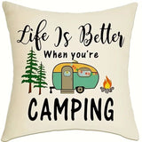 1pc Travel Trailer Square Linen Cushion Cover Camping Home Decor45x45cm