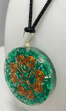 Malachite Heart Copper Coil Orgonite Pendant Gemstone Disc Reiki Energy Necklace