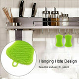 4x Home Kitchen Silicone Scrubber Sponge Brush Dish Pot Pan Washing Cleaning