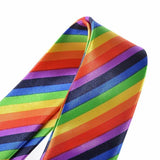 Skinny Rainbow Tie Wedding Slim Gay Pride Fancy Dress LGBT Party Mardi Gras