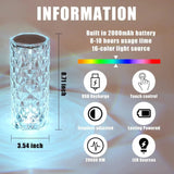 Crystal Lamp 16 Colour Changing RGB Night Light Touch Lamp Romantic LED Decor