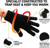 1 pair Gloves Mens Heat Control Thermal Lined Chenille Fashion Black One Size