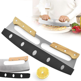 Kitchen Stainless Steel Pizza Cutter Rocker Blade Slicer 35CM  Protective Cover