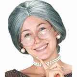 Grandma Wig Old Lady Woman Grey Silver Granny Mother Dress Up Costume Part