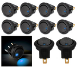 10x Blue Light LED 12V Car Boat Truck Round Rocker Toggle ON/OFF Round Switch