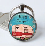 1 pc Camping Keychain Happy Camper RV Travel Trailer Camping Gift Key Fob