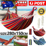Double Hanging Hammock Outdoor Travel Beach Swinging Bed Camping - 320KG Red