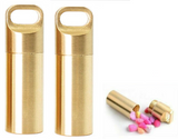 Waterproof Pill Box Case Brass Container Keyring Medicine Capsule Holder Large