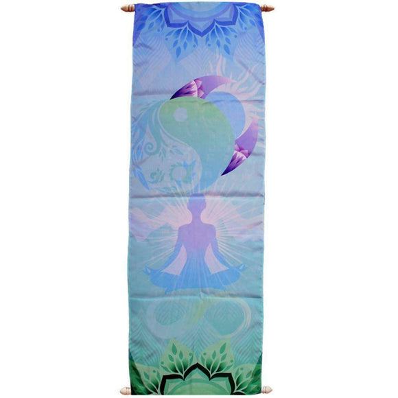 Inner Balance Wall Hanging Art Banner Print on French Crepe Yoga Decor