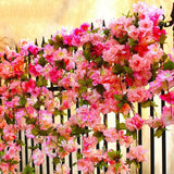 1x Artificial Silk Sakura Flowers Fake Vine Hanging Garland Floral 2.1M Rose Red