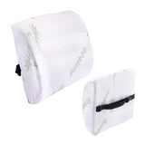 Bamboo Memory Foam Lumbar Back with Strap Chair Seat Stress Relief 33x32cm