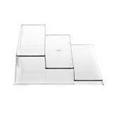 1x Crystal Clear 3 Tier Shelf Organiser Spice Jars Cosmetic Step Storage Rack