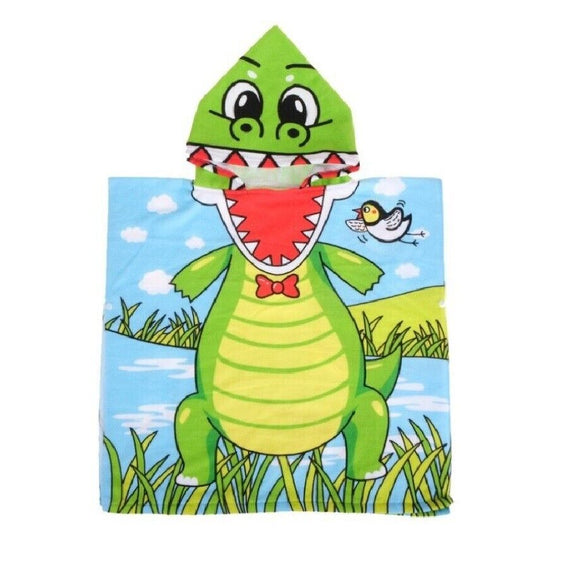 1x Summer Splash Kids Small Hooded Poncho Beach Towel - Crocodile