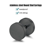 1 Pair Black Flat Round Barbell Earrings Plug Mens Stud 316 Stainless Steel 10mm