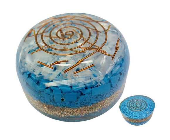 Blue Howlite Orgonite Tower Buster Dome EMF Protection Chakra Crystal