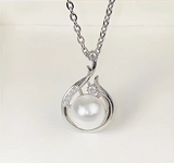 Silver Plated Necklace Platinum Faux Pearl Pendant Gift Valentines
