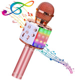 4 in 1 Bluetooth Handheld Wireless Karaoke Microphone Portable Speaker Home Pink