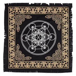 Sacred Geometry Black Gold Altar Scarf Fashion Cloth Decor Art Poster 60x60cm