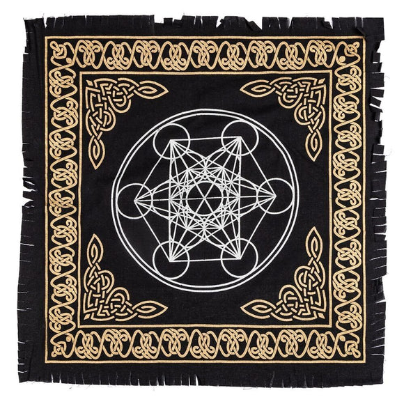 Sacred Geometry Black Gold Altar Scarf Fashion Cloth Decor Art Poster 60x60cm