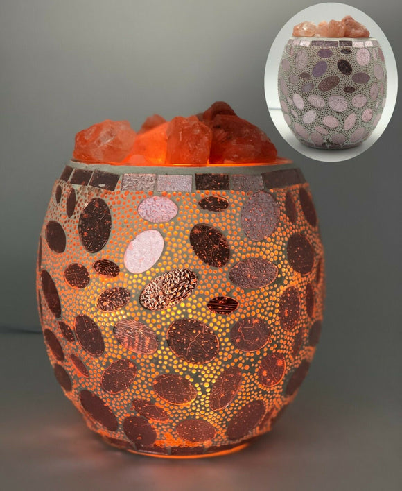 Rose Gold Pebble Glass Mosaic Vase Bowl HIMALAYAN CRYSTAL SALT LAMP Natural Rock