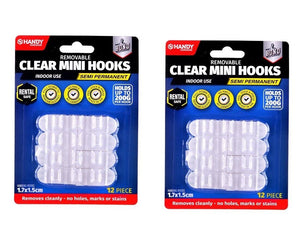 24pk Removable Hooks Plastic 1.7cm x 1.5cm  Holding Weight 200g