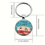 1 pc Camping Keychain Happy Camper RV Travel Trailer Camping Gift Key Fob