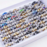 20Pcs Fashion Stainless Steel Heart Rhinestone Band Rings Women Men Mix