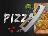 Kitchen Stainless Steel Pizza Cutter Rocker Blade Slicer 35CM  Protective Cover