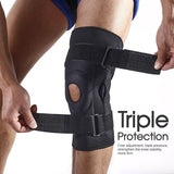 Hinged Knee Brace Adjustable Open Patella Support Swollen Tendon Ligament - L