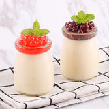 12x Glass Pudding Jars Glass Jars for Yogurt Milk Parfait with Lid Caps - 200ml