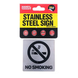 1PK Peel & Stick Sign No Smoking Handy Hardware Stainless Steel - 55x55 mm