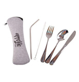 Appetito Traveler's 5 Piece Stainless Steel Cutlery Set w/ Pouch Camping Picnic