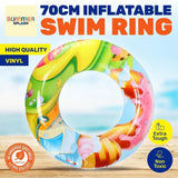Inflatable Swim Rings Candyland Design Summer Fun Beach Toy Pool Holidays 70cm