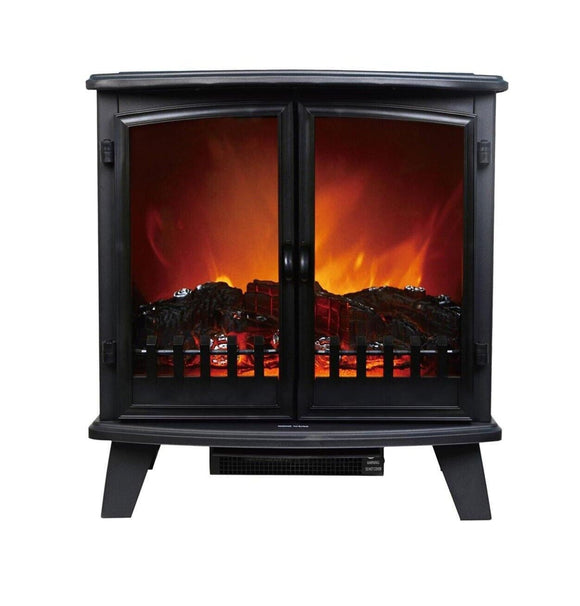 Electric Double Door Fireplace Flame Effect Heater 1800W Heller Designer - Black