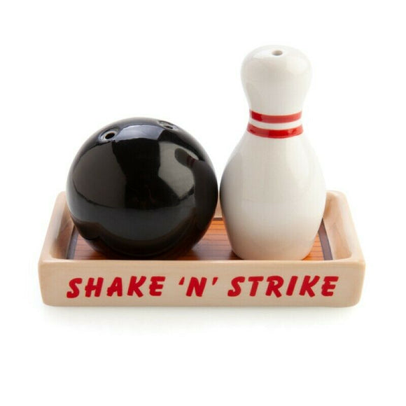 Bowling Ball Pin and Alley Salt & Pepper Shakers Set