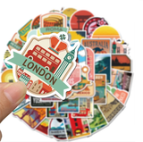 50pcs Travel City Landscape Cartoon Graffiti Sticker Decal Mix DIY Skateboard