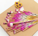 20PC Eye Make-up Brushes Diamond Unicorn Eyebrow Blending Brush Pink/Gold Set