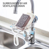 Kitchen Sink Faucet Shelf Sponge Dish Cloth Holder Rack Storage Organizer Silver