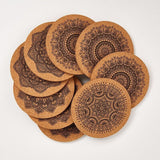 12Pcs Cup Coasters Coffee Pad With Rack Nordic Mandala Round Cork Coaster