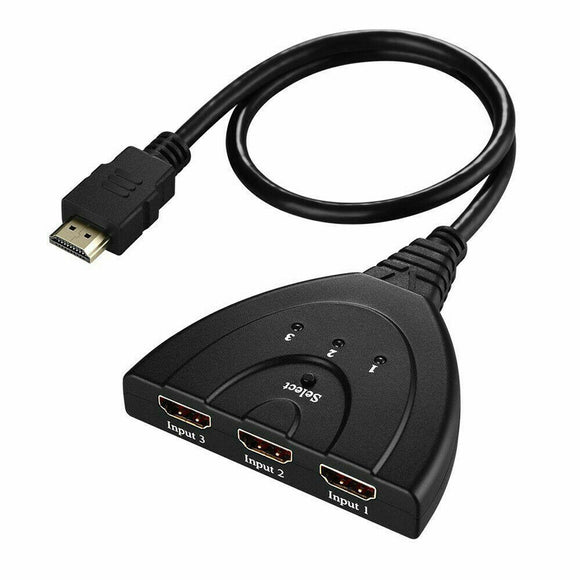 4K Ultra HD 3 Way HDMI Switch Splitter HDTV Auto 3 Port IN 1 OUT with 0.5M Cable