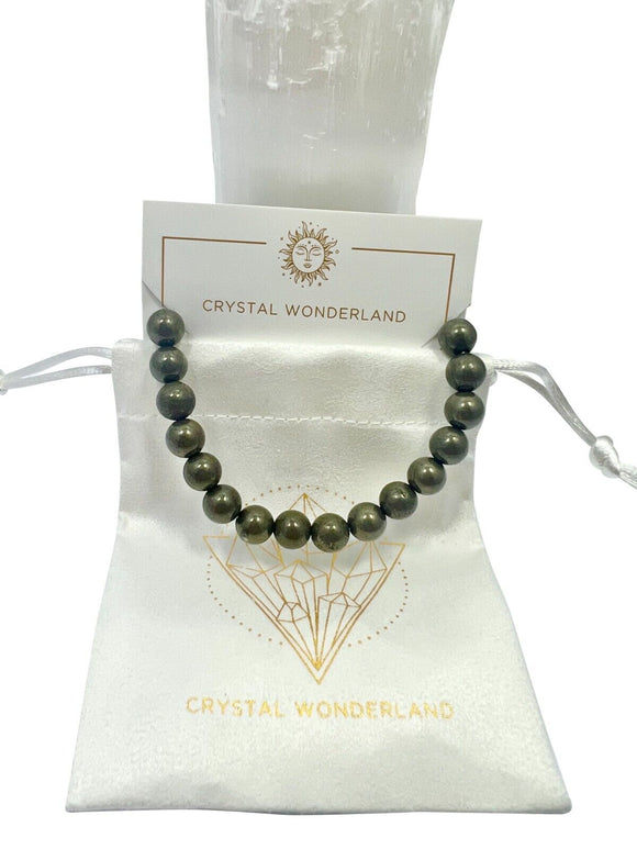 1PC Pyrite Crystal Bead Bracelet Natural Gemstone Healing